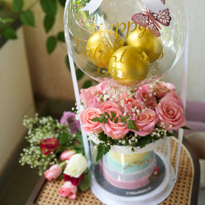 Love Encased – Tier Cake with Flowers & Balloons