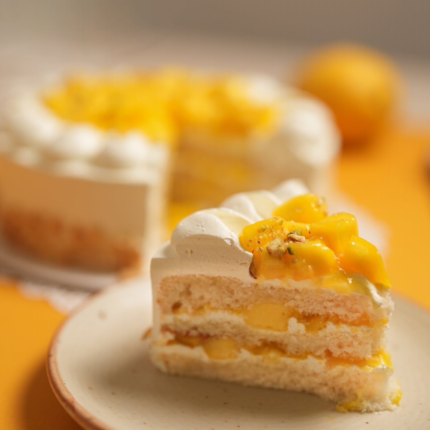Mango Dessert Combo – Mango Cream Cake Slice & Mango Cream Burst Bun