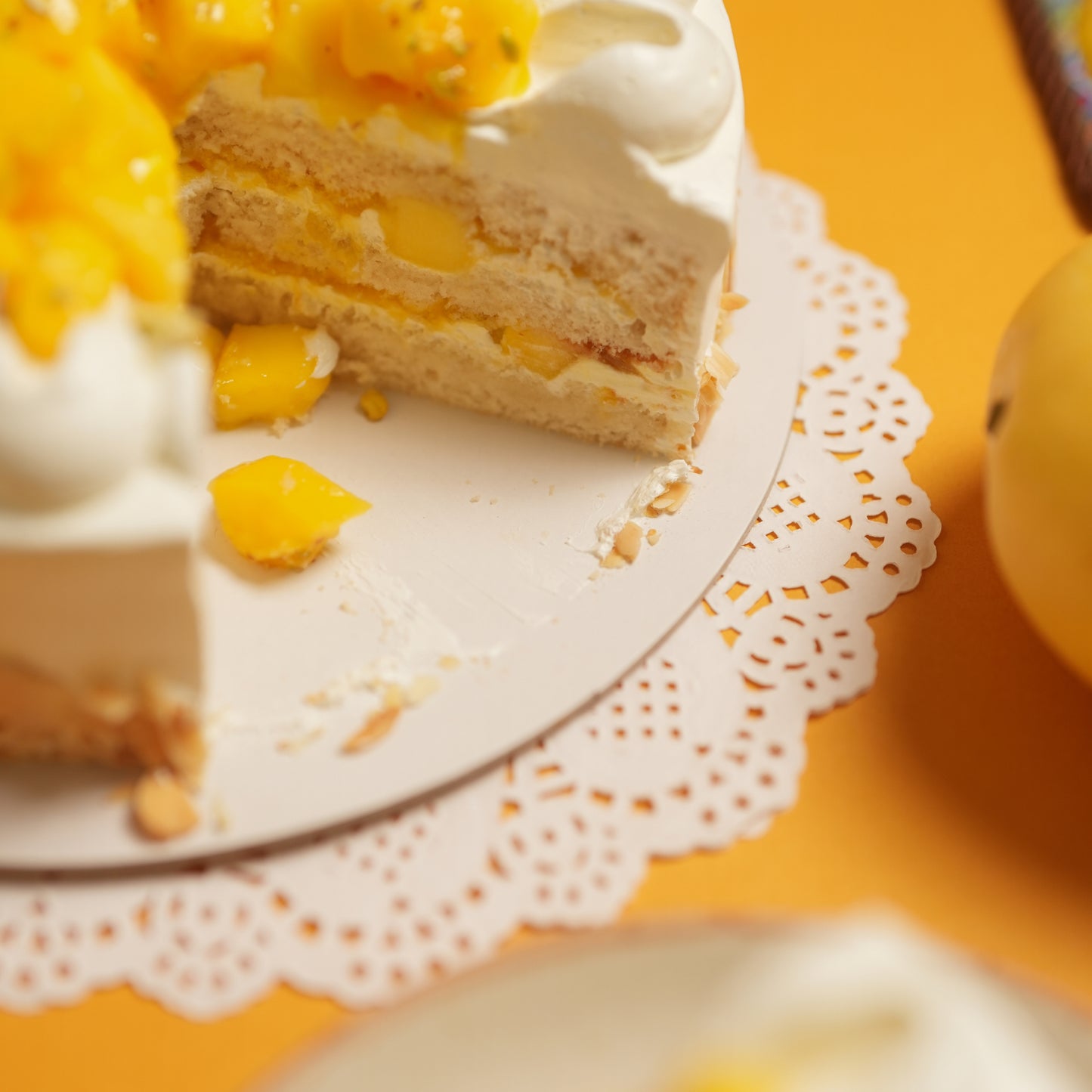 Mango Dessert Combo – Mango Cream Cake Slice & Mango Cream Burst Bun