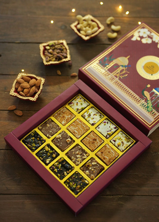 Assorted Barfi Box | Peanut, Biscoff, Hazelnut, Pistachio, White & Dark Chocolate | Diwali Special