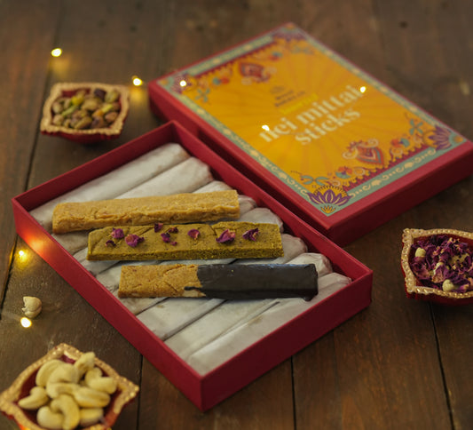Assorted Nei Mittai Sticks - 350g | Cashew, Pistachio, Almond, Dark Chocolate | Diwali Treats