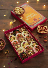 Choco Ganam Mediants - 150g | Cashew, Almond, Walnut, Rose Petals, Dark, Milk & White Chocolate | Diwali Treats