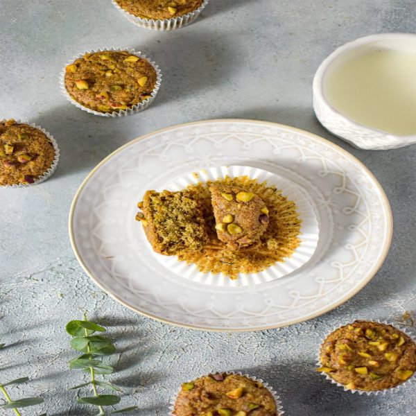 Gluten Free, Vegan Zucchini Pistachio Cupcake