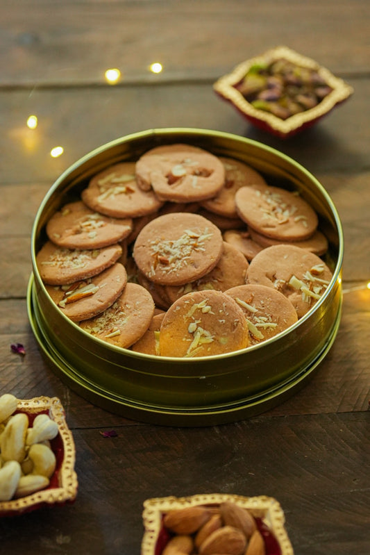Karupatti Cookie Tin - 150g | Karupatti, Butter, Cashew, Almond | Diwali Special