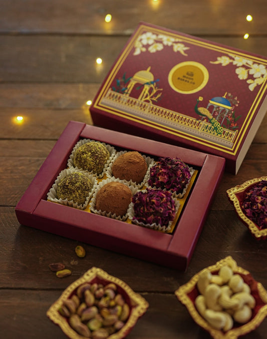 Sugar-Free Truffle Box (6 pcs) - 150g | Amul Sugar-Free Chocolate, Rose Petals, Pista | Diwali Treats