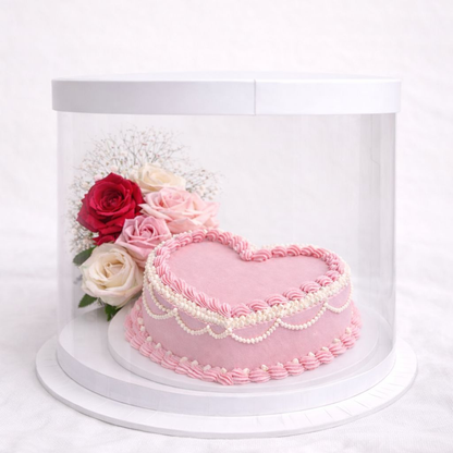 Pearls & Petals Cake – Heart Shaped Floral Celebration Cake